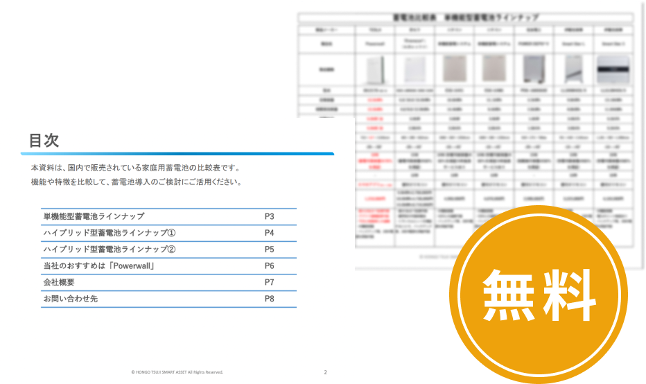 蓄電池17種類のスペック比較表